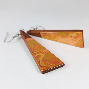 Long Drop Triangle Earrings Variegated