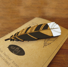 Huia Feather Brooch Small-jewellery-The Vault