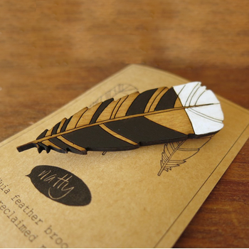 Huia Feather Brooch Small