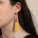 Long Drop Triangle Earrings Mustard