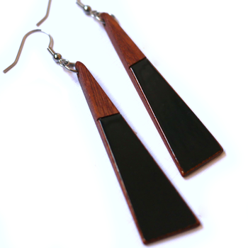 Long Drop Triangle Earrings Black