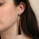 Long Drop Triangle Earrings Black