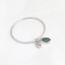 Pounamu & Fern Bangle Silver