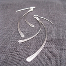 Double Feather Earrings Silver