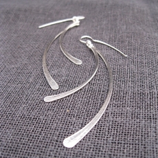 Double Feather Earrings Silver-jewellery-The Vault