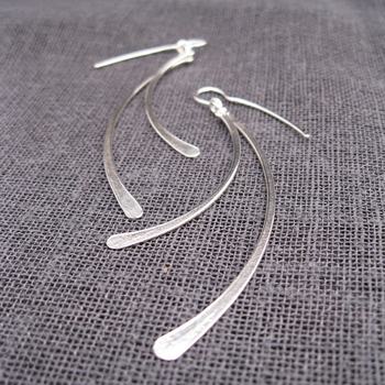 Double Feather Earrings Silver