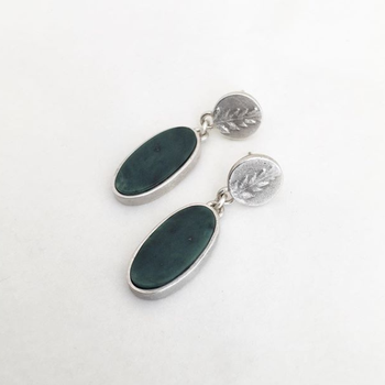 Pounamu & Fern Earrings