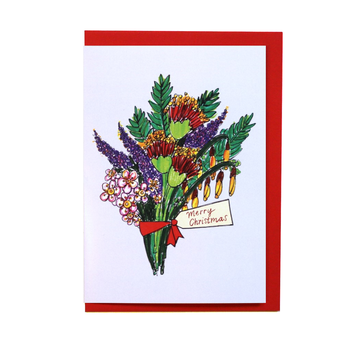 Native Flowers Merry Christmas Card