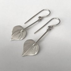 Small Kawakawa Long Drop Earrings Silver-jewellery-The Vault