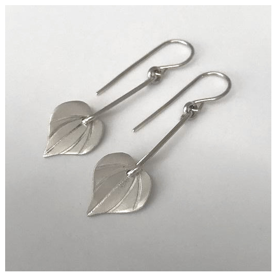 Small Kawakawa Long Drop Earrings Silver