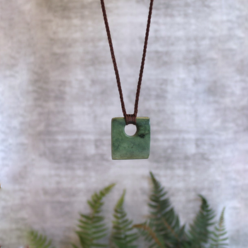 Medium Square Pounamu Brown Cord