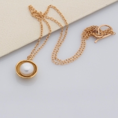 Pearl Cap Necklace Gold Plate-jewellery-The Vault