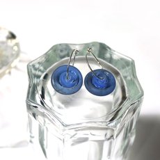 Glass Spiral Hoop Earrings Sea Blue-jewellery-The Vault