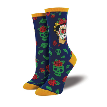 Woman's Socks Dia De Los Frida Navy