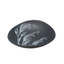 White Flax Flower On Black Bowl 10cm