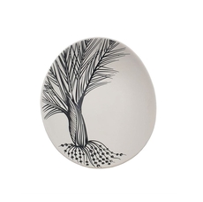 Black Nikau Detail On White Bowl 10cm-artists-and-brands-The Vault
