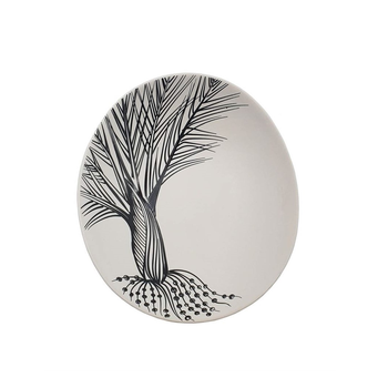 Black Nikau Detail On White Bowl 10cm