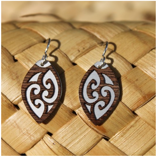 Laser Veneer Earrings Tribal