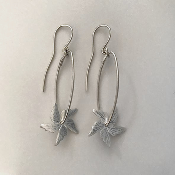 Silver Lacebark Flower Drop Earrings