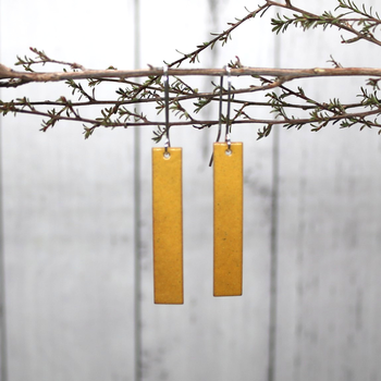 Enamel Rectangle Earrings Yellow