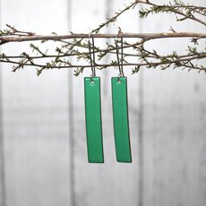 Enamel Rectangle Earrings Green-jewellery-The Vault