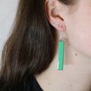 Enamel Rectangle Earrings Green