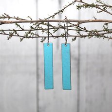 Enamel Rectangle Earrings Turquoise-jewellery-The Vault
