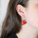 Enamel Heart Earrings Red