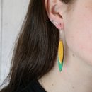 Enamel Leaves Earrings Yellow Green
