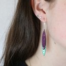 Enamel Leaves Earrings Purple Green