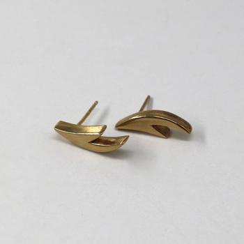 Small Antler Earrings Gold Plate 