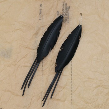 Feather Earrings w Strands Medium