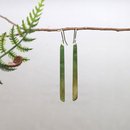 Pounamu Earrings Stg Silver Long Skinny