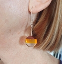 Perspex Wood Earrings Round Yellow