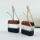 Perspex Wood Earrings Square Black