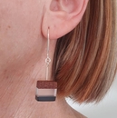 Perspex Wood Earrings Square Black