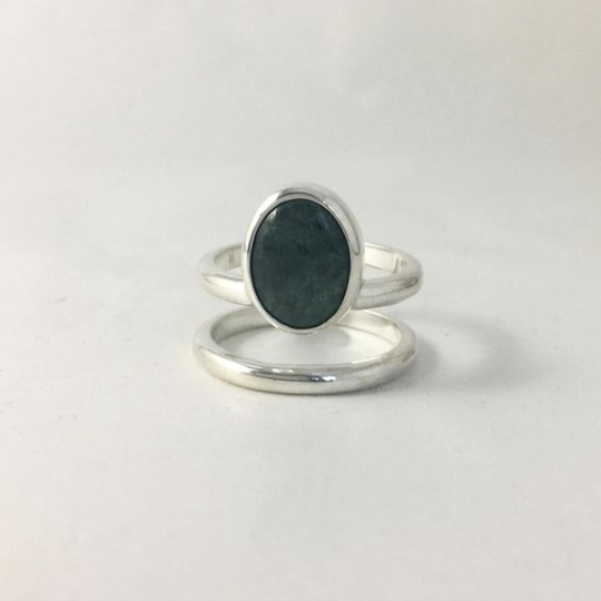 Pounamu Cage Ring Silver