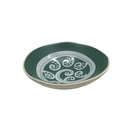 White Fern Frond on Green 7cm Bowl