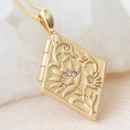 Forget Me Not Locket Gold Plate