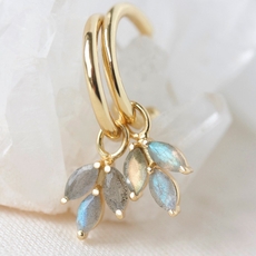 Labradorite Cornflower Hoops Gold Plate-jewellery-The Vault