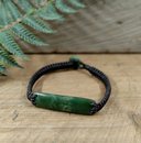 Darren Hill Pounamu Bracelet Brown Cord