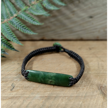 Darren Hill Pounamu Bracelet Brown Cord