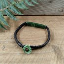 Darren Hill Pounamu Bracelet Brown Cord