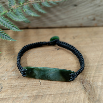 Darren Hill Pounamu Bracelet Black Cord