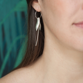 Fuchsia Hoop Earrings Silver