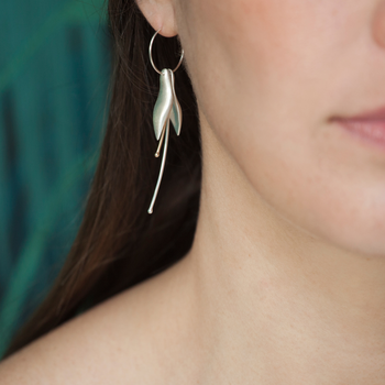 Fuchsia Hoop Earrings 9ct Gold Stalks