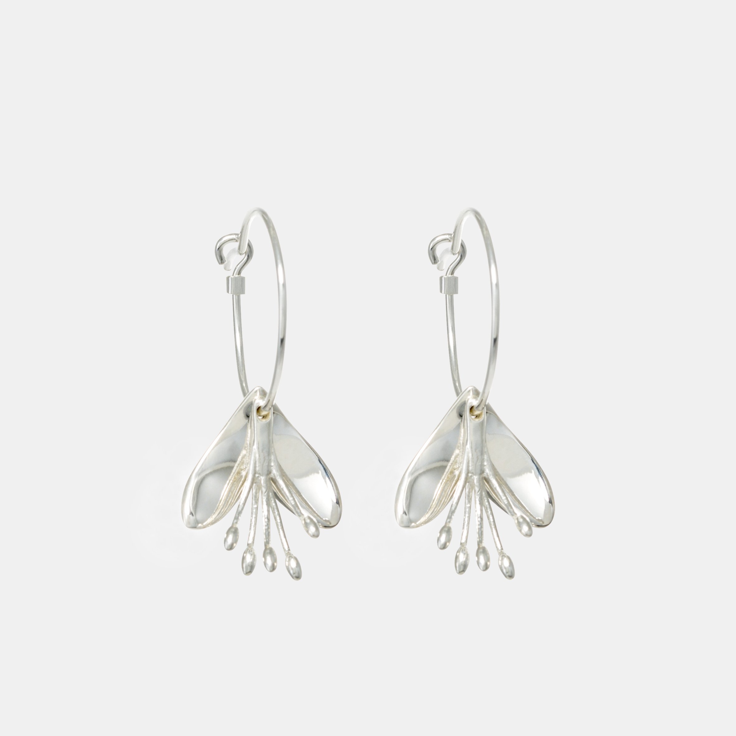 Rengarenga Hoop Earrings Short Silver - Earrings at The Vault NZ - NZ SOR