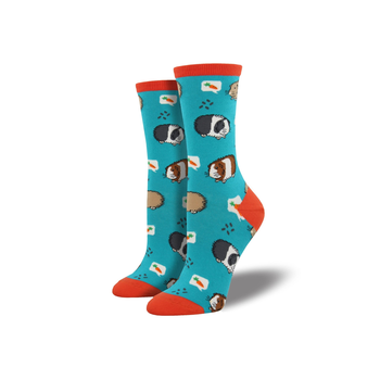 Woman's Socks Guinea Pigs Turquoise