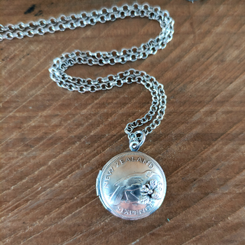 Silver Sixpence Locket w Bee