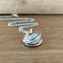 Silver Threepence Locket w Butterfly